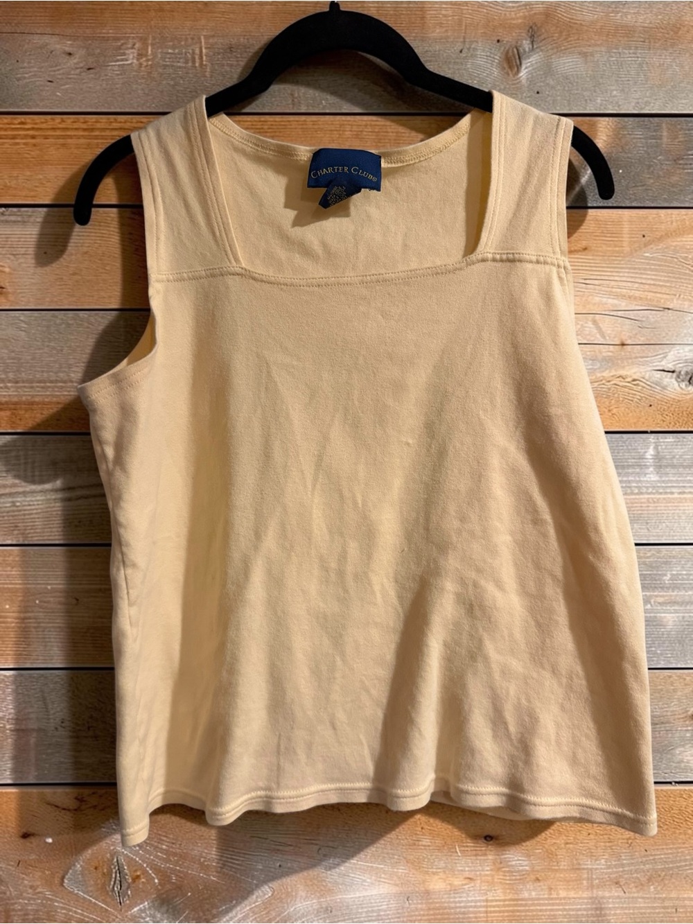 Charter Club Square Neck Knit Tank Top Tan Medium